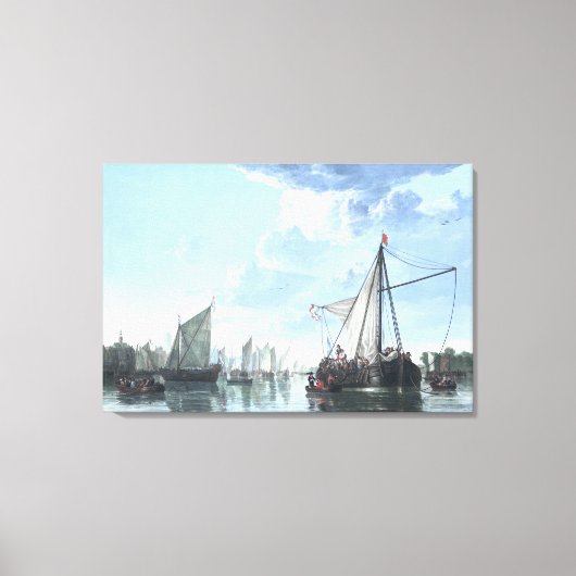 De Maas in Dordrecht tegen Dag Canvas Afdruk (Voorkant)