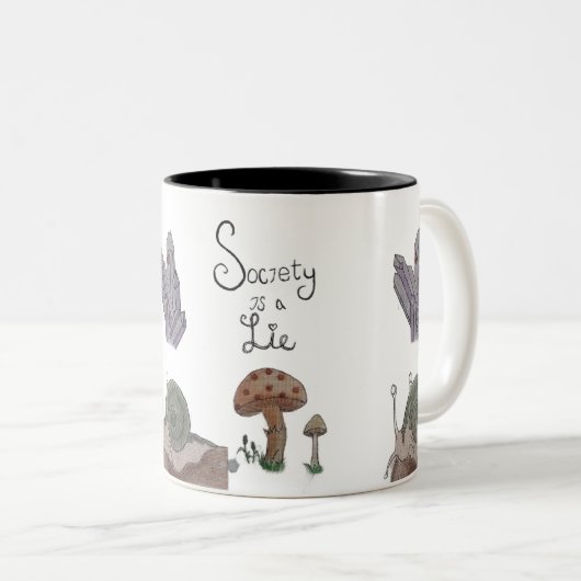 De maatschappij is een leugen tweekleurige koffiemok (Voorkant rechts)