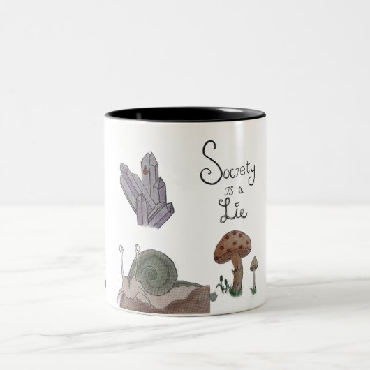 De maatschappij is een leugen tweekleurige koffiemok (Center)