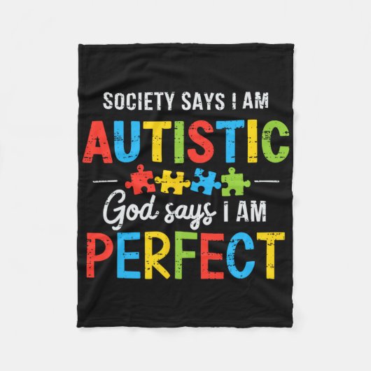 De maatschappij zegt dat ik autistisch ben Autisme Fleece Deken (Voorkant)