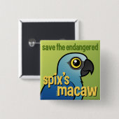 De Macaw van de bedreigde spix opslaan Vierkante Button 5,1 Cm (Voorkant /achterkant)
