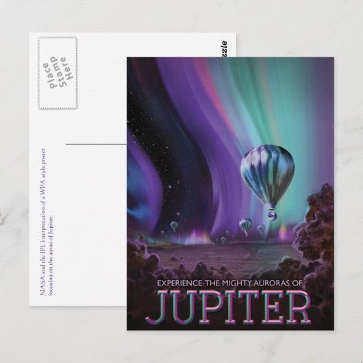 De machtige aura's van Jupiter Travel Advertentie Briefkaart (Voorkant / Achterkant)