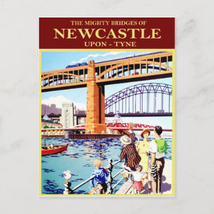De machtige bruggen van Newcastle, Upon-Tune,vinta Briefkaart
