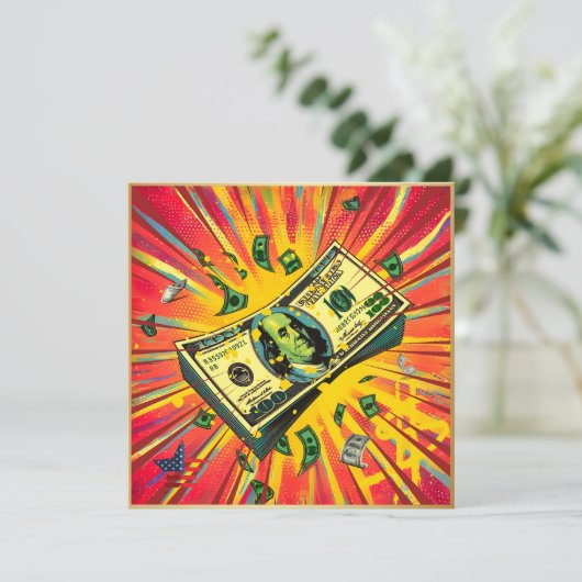 De machtige dollar. feestdagenkaart (Staand voorkant)