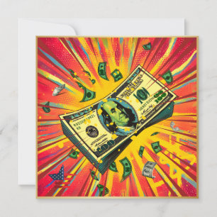 De machtige dollar. feestdagenkaart