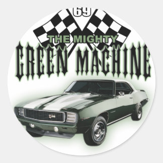 De machtige groene machine ronde sticker