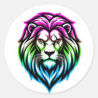 De Machtige Leeuw - Poly-soevereine 'Multi-front' Ronde Sticker