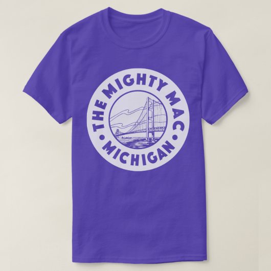 De machtige Mac Michigan cirkel wit T-shirt (Design voorkant)