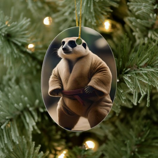 De machtige Meerkat: Sumo Showdown, Keramisch Ornament (Boom)