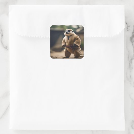De machtige Meerkat: Sumo Showdown, Vierkante Sticker (Tas)