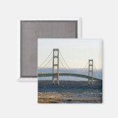 De Mackinac Bridge die de Straat van 4 overspannen Magneet (Voorkant / Achterkant)