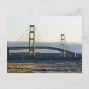 De Mackinac Bridge die de Straat van 4 overspant Briefkaart