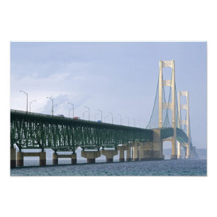 De Mackinac-brug overspant de Straits of 2 Foto Afdruk