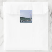 De Mackinac-brug overspant de Straits of 2 Vierkante Sticker (Tas)