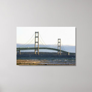 De Mackinac-brug overspant de Straits of 3 Canvas Afdruk