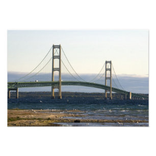 De Mackinac-brug overspant de Straits of 3 Foto Afdruk