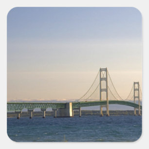 De Mackinac-brug overspant de Straits of 3 Vierkante Sticker