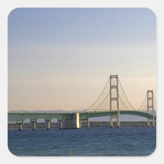 De Mackinac-brug overspant de Straits of 3 Vierkante Sticker (Voorkant)