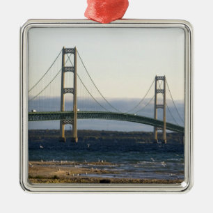 De Mackinac-brug overspant de Straits of 4 Metalen Ornament
