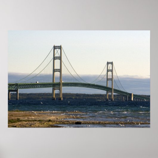 De Mackinac-brug overspant de Straits of 4 Poster (Voorkant)