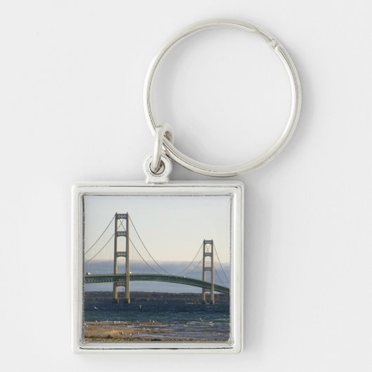 De Mackinac-brug overspant de Straits of 4 Sleutelhanger (Voorkant)