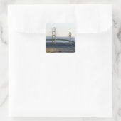 De Mackinac-brug overspant de Straits of 4 Vierkante Sticker (Tas)