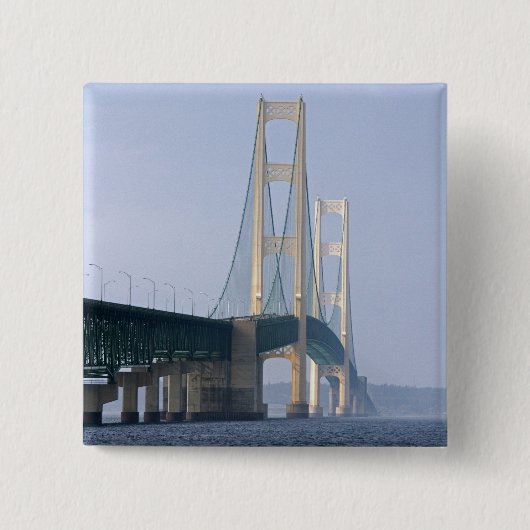 De Mackinac-brug overspant de Straits of Vierkante Button 5,1 Cm (Voorkant)