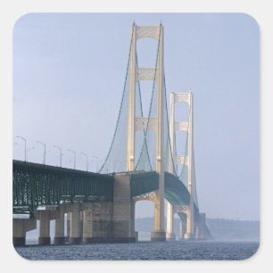 De Mackinac-brug overspant de Straits of Vierkante Sticker