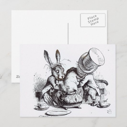 De Mad Hatter en de Maart Hare Briefkaart (Voorkant / Achterkant)