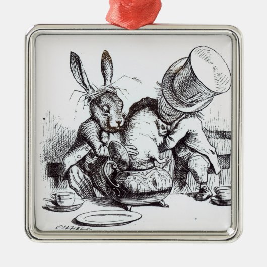De Mad Hatter en de Maart Hare Metalen Ornament (Voorkant)