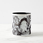 De Mad Hatter en de Maart Hare Tweekleurige Koffiemok (Center)