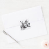 De Mad Hatter en de Maart Hare Vierkante Sticker (Envelop)