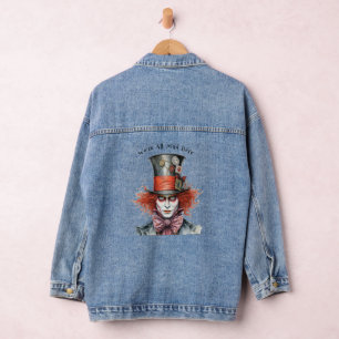 De Mad Hatter Red Hair "We zijn allemaal boos hier Denim Jacket
