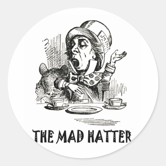DE MAD HATTER RONDE STICKER (Voorkant)