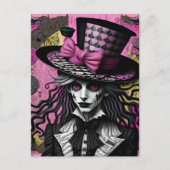 De mad hatter roze en zwarte Alice geïnspireerd Briefkaart (Voorkant)