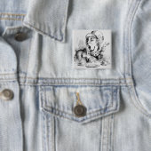 De Mad Hatter Vierkante Button 5,1 Cm (In situ)