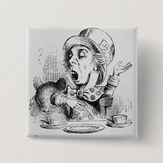 De Mad Hatter Vierkante Button 5,1 Cm (Voorkant)