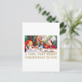 DE MAD HATTER WIST EEN MERRY UNBIRTHDAY. FEESTDAGENKAART (Staand voorkant)