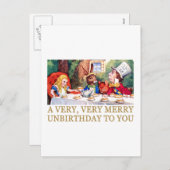 DE MAD HATTER WIST EEN MERRY UNBIRTHDAY. FEESTDAGENKAART (Voorkant / Achterkant)