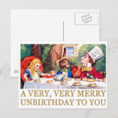 DE MAD HATTER WIST EEN MERRY UNBIRTHDAY. FEESTDAGENKAART (Voorkant / Achterkant)