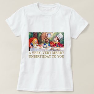 DE MAD HATTER WIST EEN MERRY UNBIRTHDAY. T-SHIRT