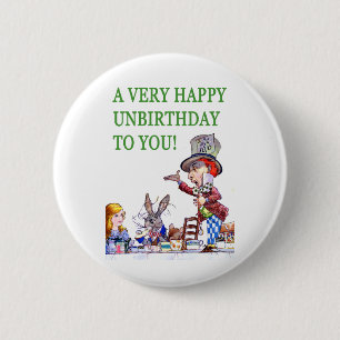 De Mad Hatter zegt, een heel gelukkige verjaardag  Ronde Button 5,7 Cm