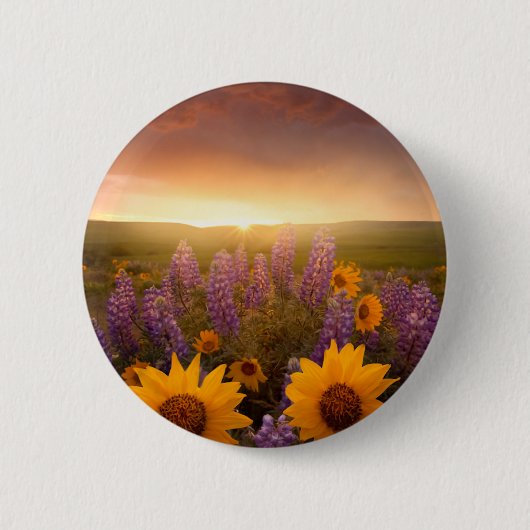 De Madeliefjes van de zonsondergang Ronde Button 5,7 Cm (Voorkant)