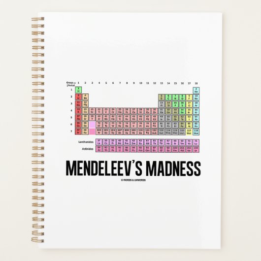 De Madness Periodic Table of Elements van Mendelee Planner (Voorkant)