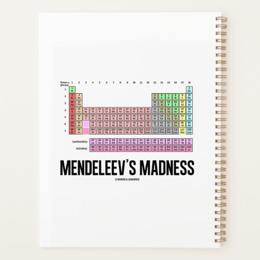De Madness Periodic Table of Elements van Mendelee Planner (Achterkant)