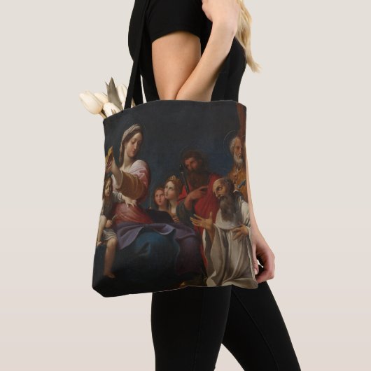 De Madonna, het Kind en de Zagen Tote Bag (Dichtbij)