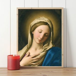 De Madonna in gebed door Sassoferrato, religieus Poster
