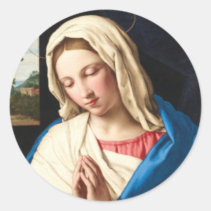 De Madonna in het gebed, een landschap buiten Ronde Sticker