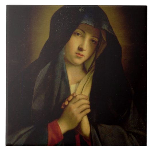 De Madonna in Sorrow (olie op doek) Tegeltje (Voorkant)