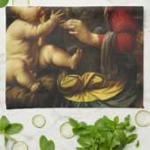 De Madonna met de anjer van Leonardo da Vinci Theedoek (Gevouwen)